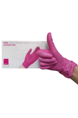 Перчатки винил/нитрил неопудрен, розовые, S (100 шт)